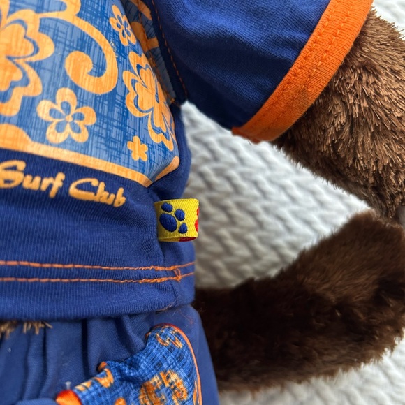 Build-A-Bear Monkey with Blue Orange Surf Outfit Endless Summer Made in USA - Picture 3 of 8